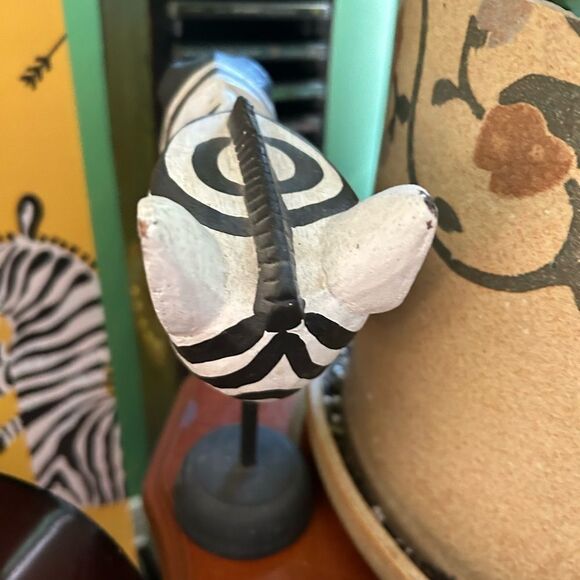 Rare Unique, vintage 90s hand-carved zebra head sculpture made Indonesia 8"x8.5" - Picture 8 of 13